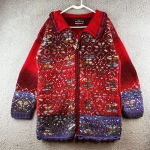 vintage rainbow craft handmade wool full zip colorful wool jacket size L